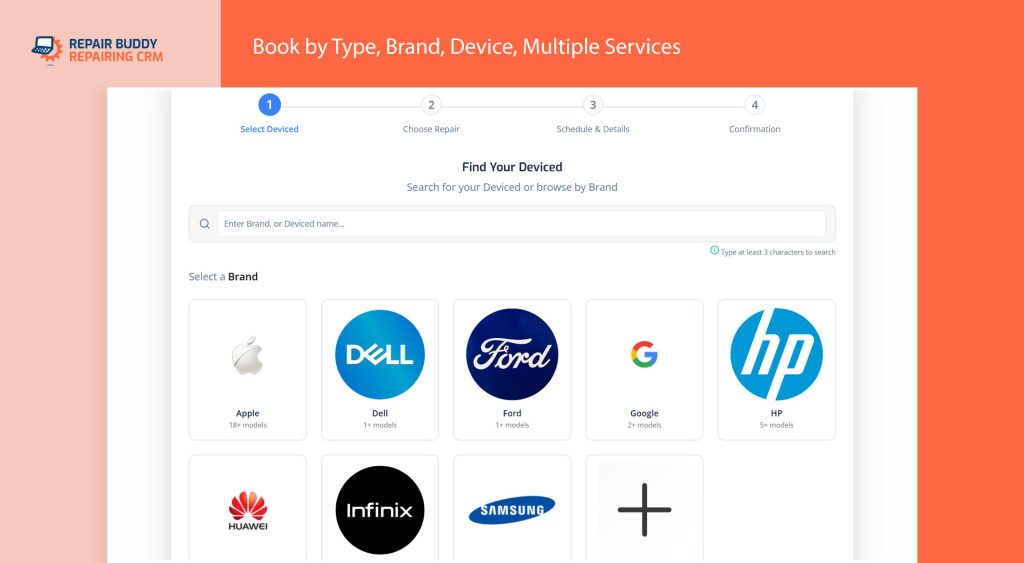 select device to book repair