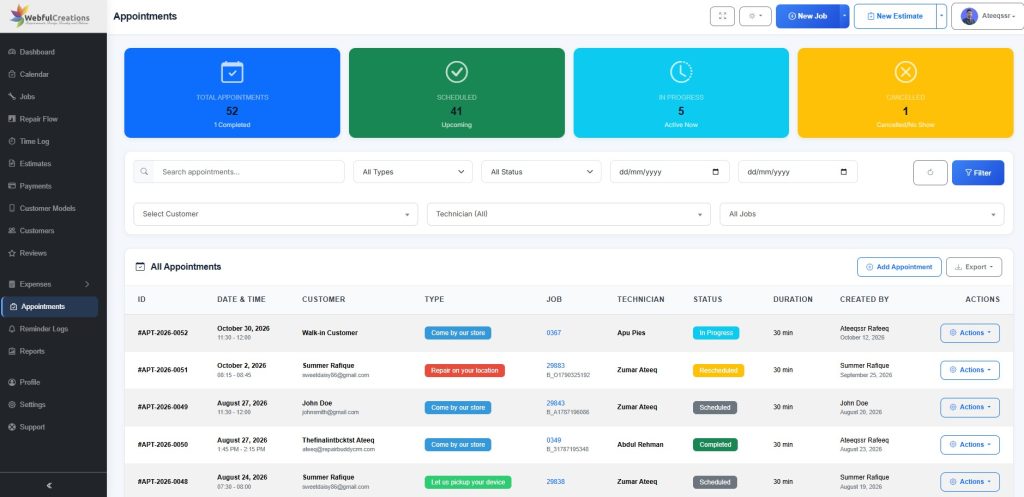 manage appointments with your customers with ease